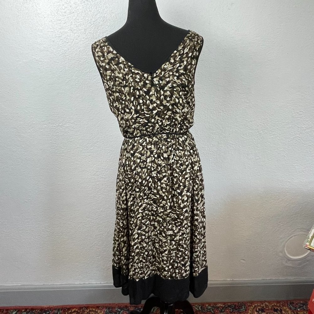 Talbots Womens \Neutral Printed 100% Silk Sleeveless A Line Dress - Picture 5 of 6